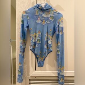 Dollskill Samii Ryan X Care Bears Care A lot Mesh Bodysuit in Blue Size Small